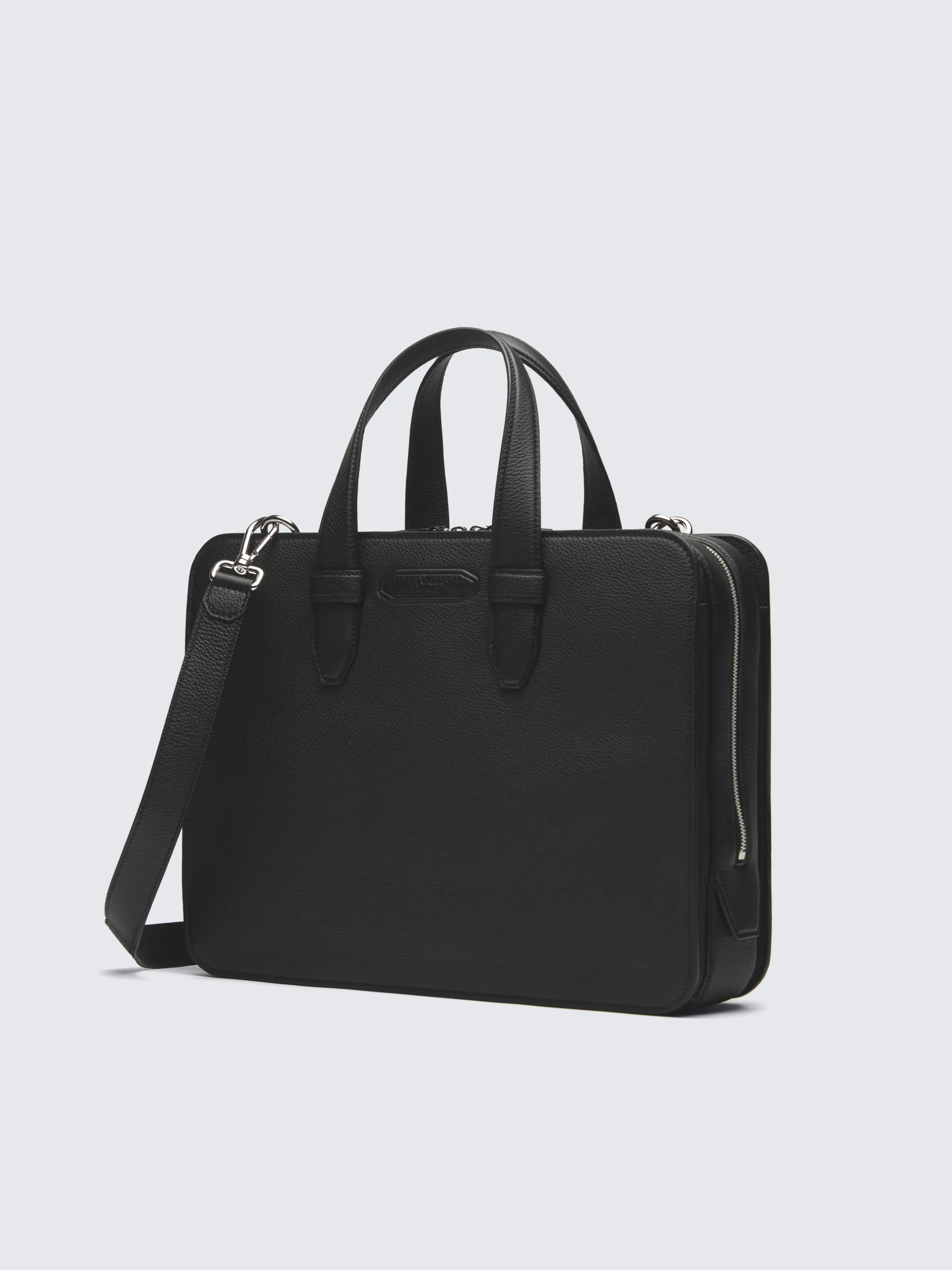 Black grained leather briefcase