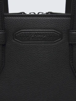 Black grained leather briefcase
