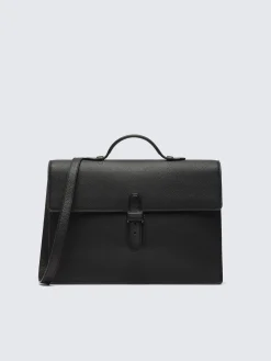 Black grained leather briefcase
