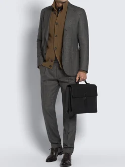 Black grained leather briefcase