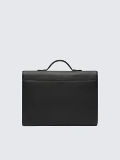 Black grained leather briefcase