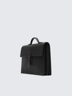 Black grained leather briefcase