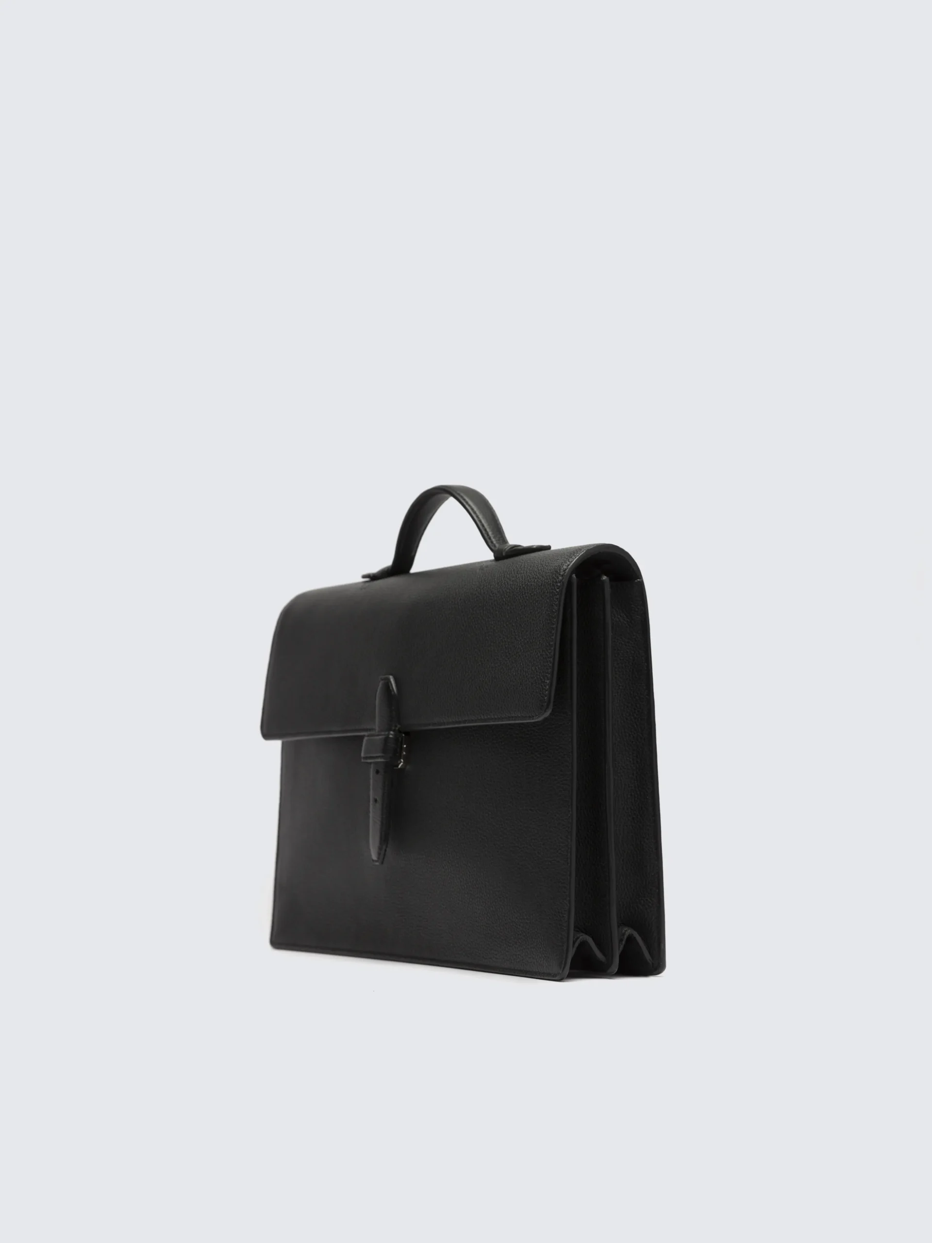 Black grained leather briefcase