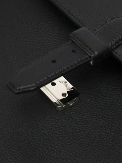 Black grained leather briefcase