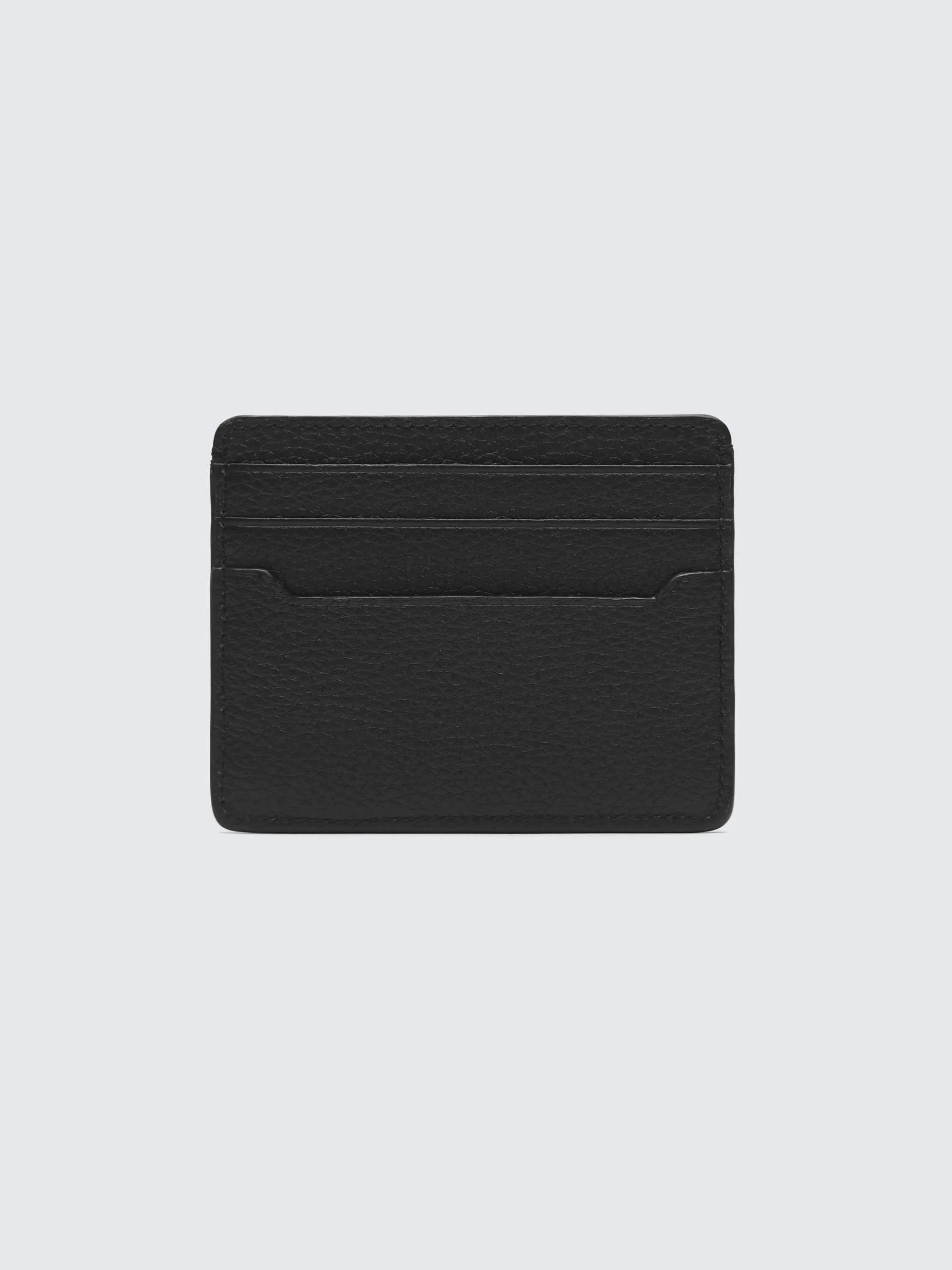 Black grained leather card holder