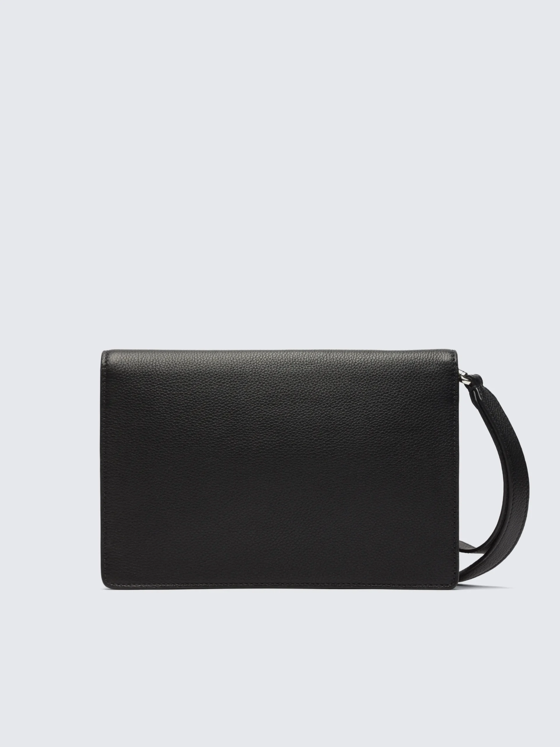 Black grained leather hand pouch
