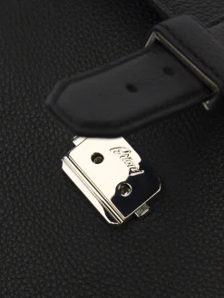 Black grained leather hand pouch