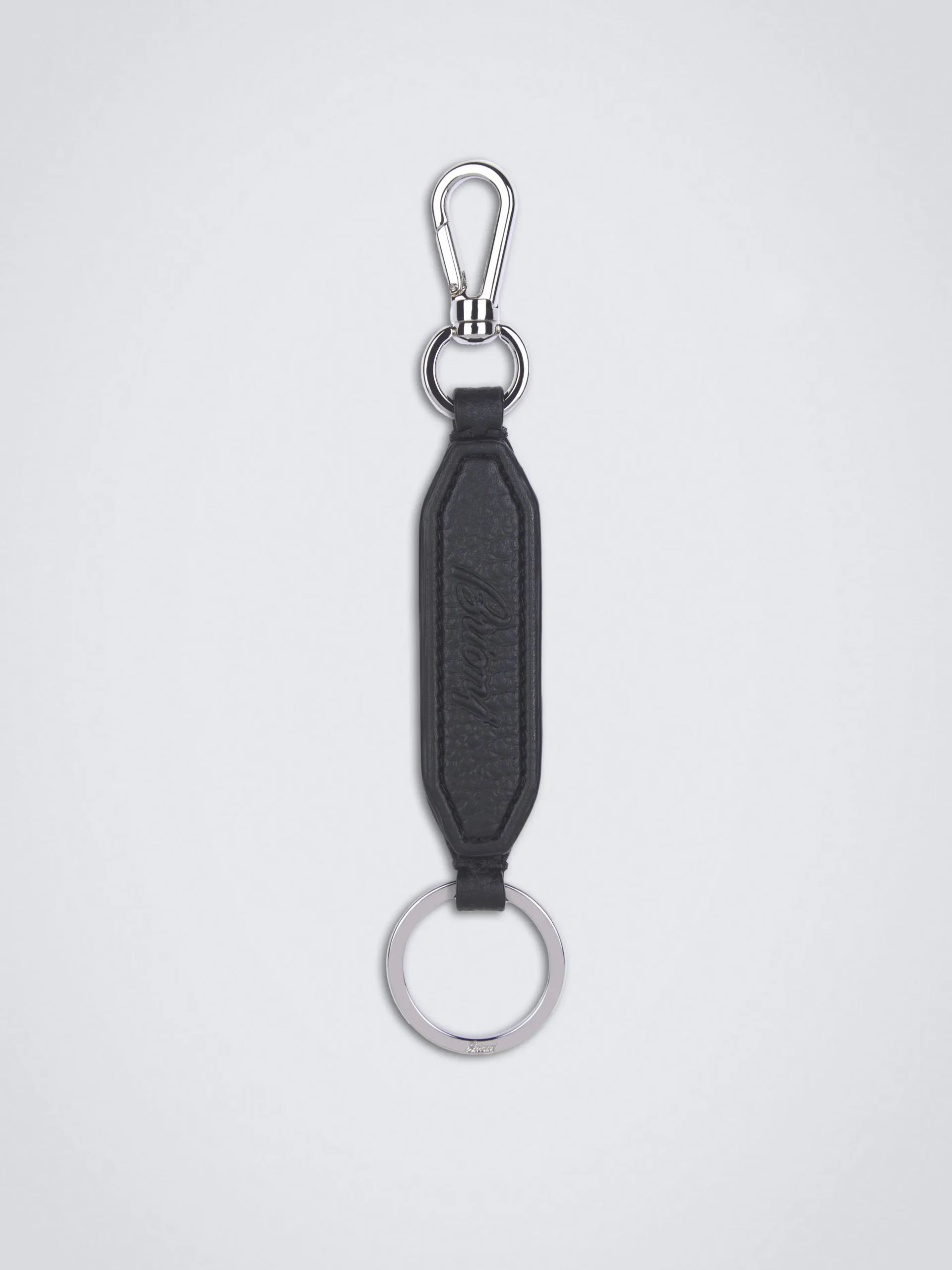 Black grained leather key holder