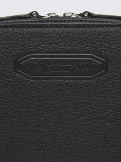 Black grained leather messenger bag