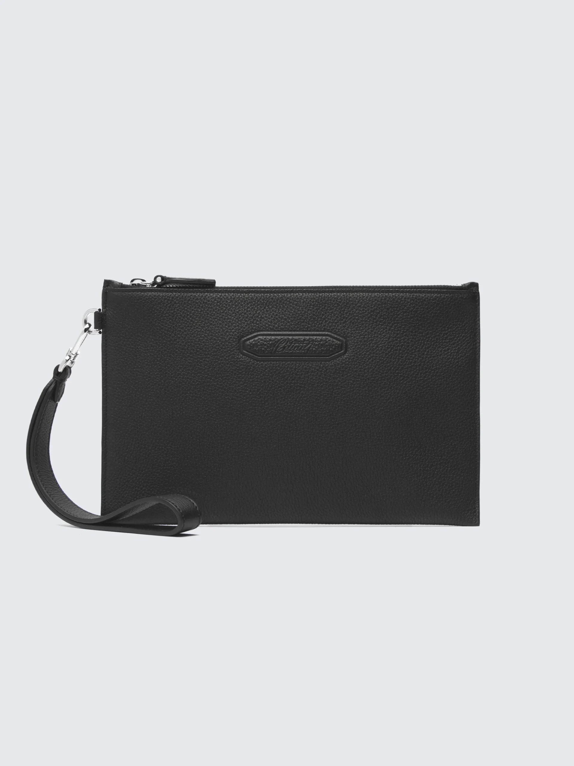 Black grained leather small pouch