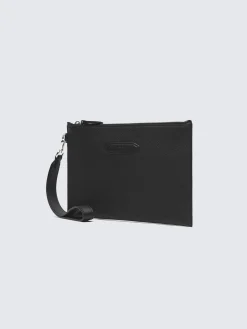 Black grained leather small pouch
