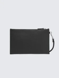 Black grained leather small pouch