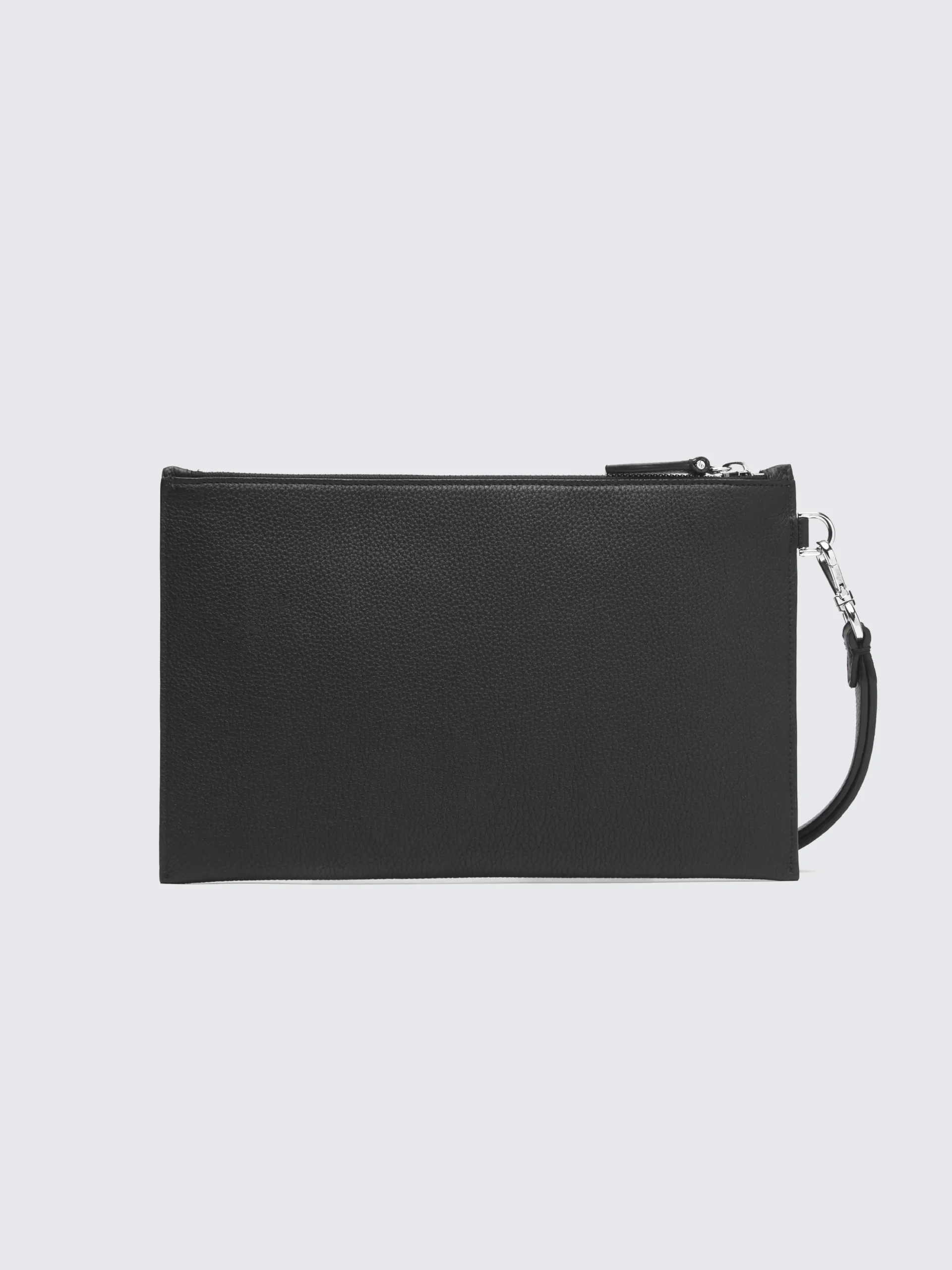 Black grained leather small pouch