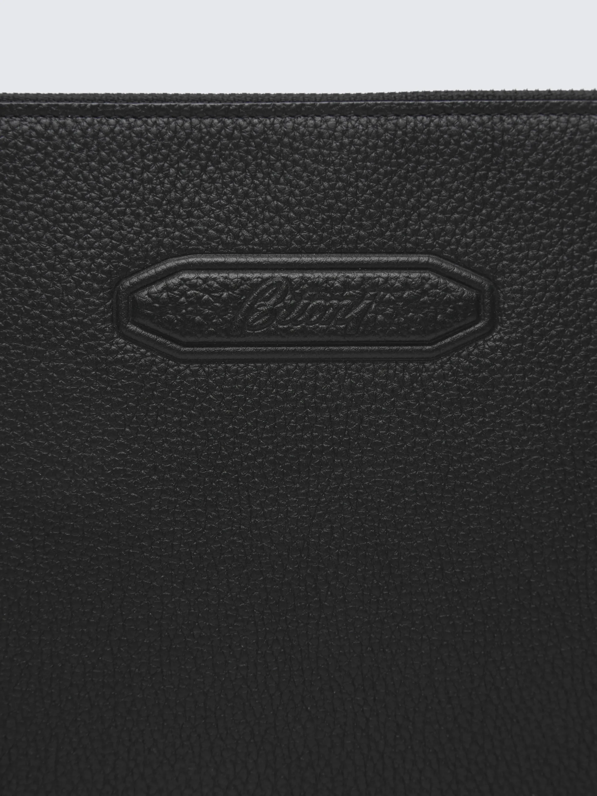 Black grained leather small pouch