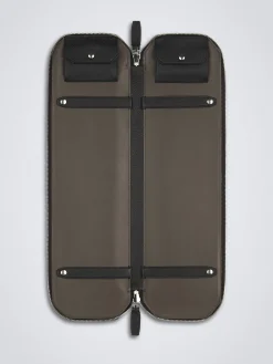 Black grained leather tie case