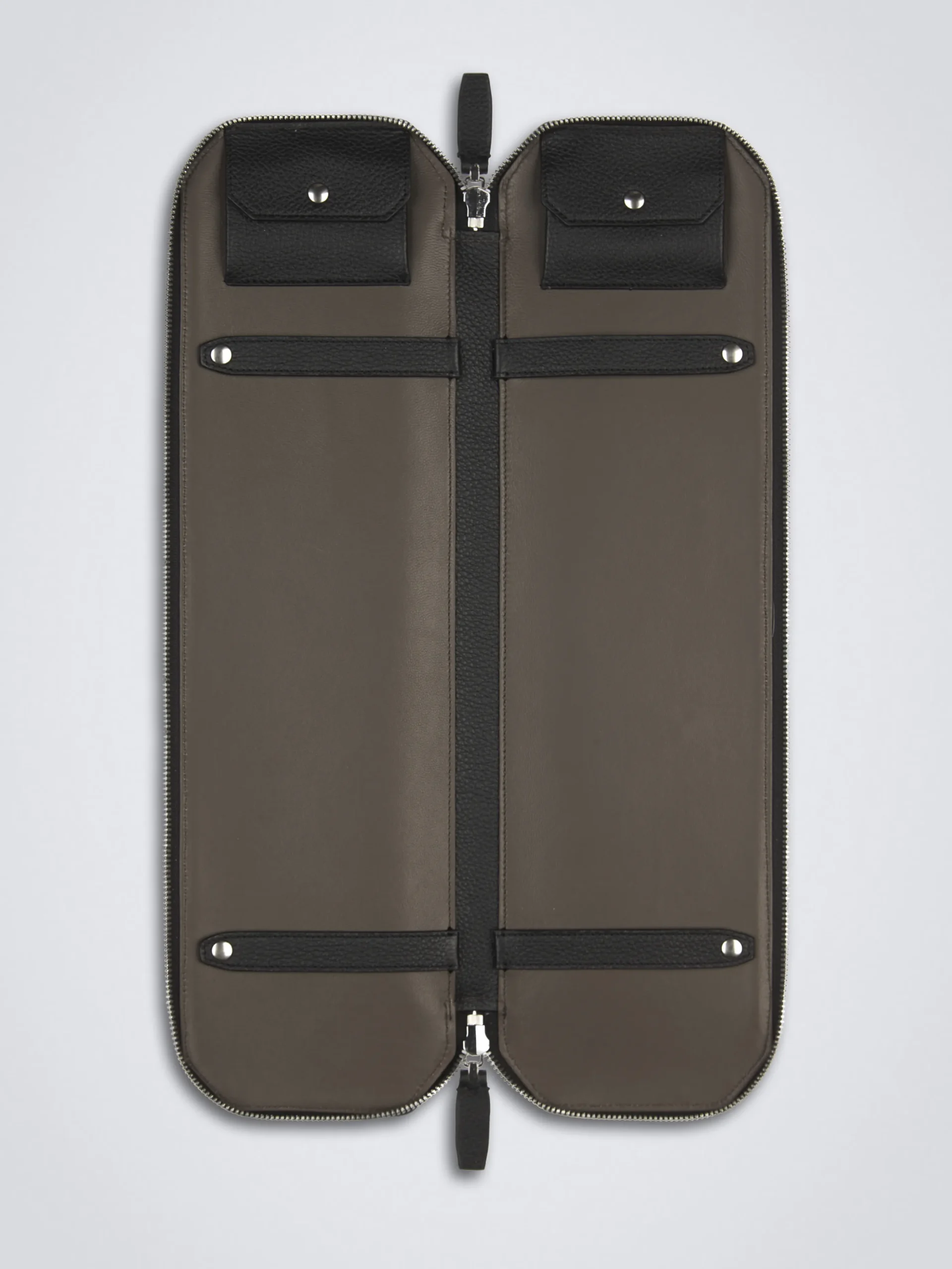 Black grained leather tie case
