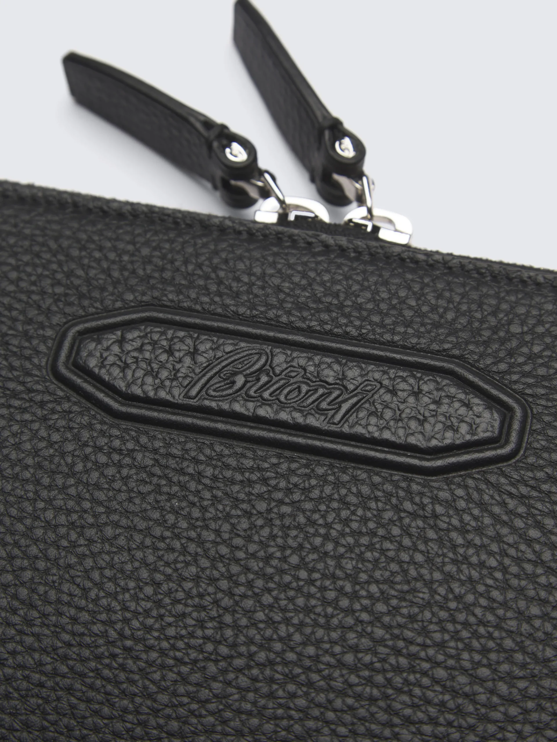 Black grained leather tie case