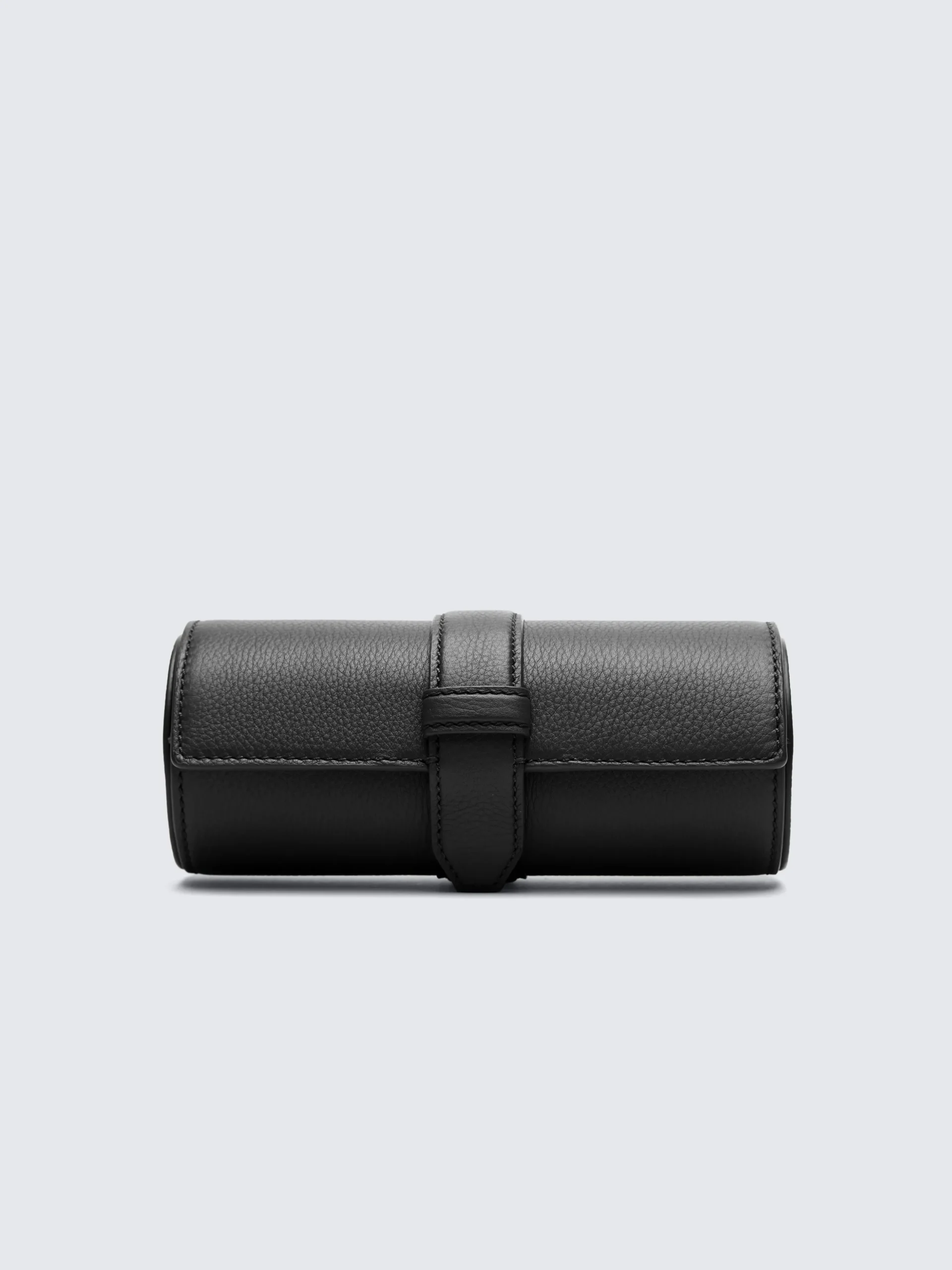 Black grained leather watch case