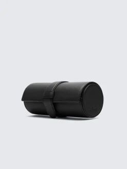 Black grained leather watch case