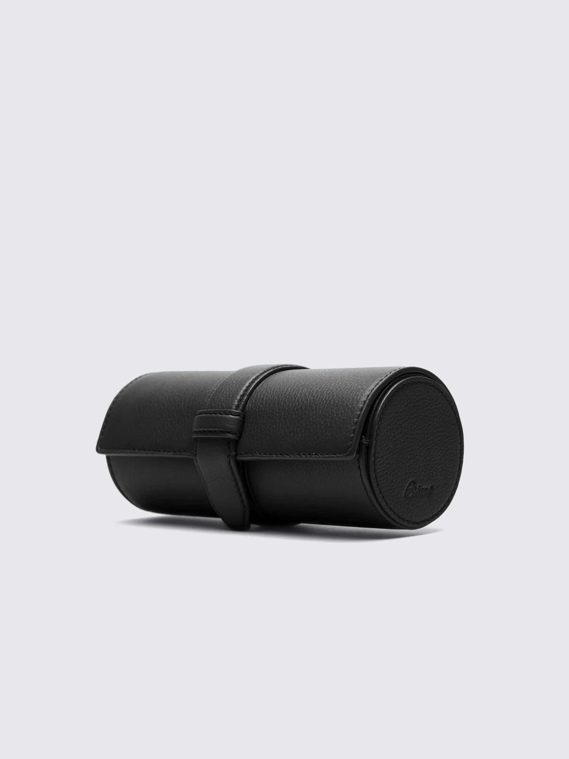 Black grained leather watch case