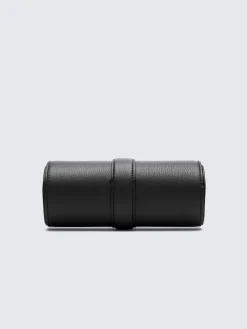 Black grained leather watch case