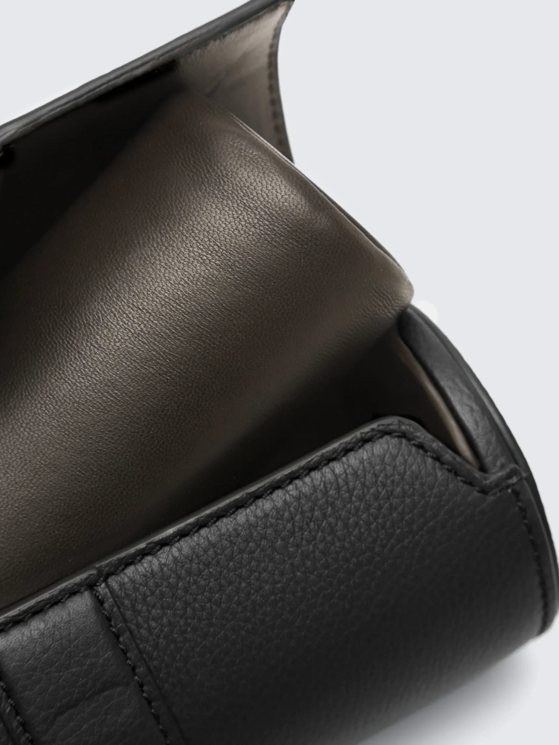Black grained leather watch case