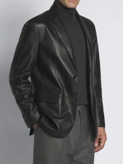 Black leather Monti blazer