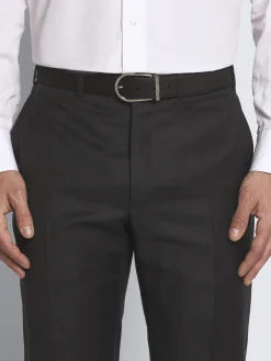 Black nubuck and calf leather adjustable belt