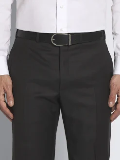 Black nubuck and calf leather adjustable belt