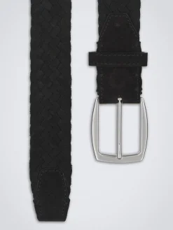 Black nubuck braided belt
