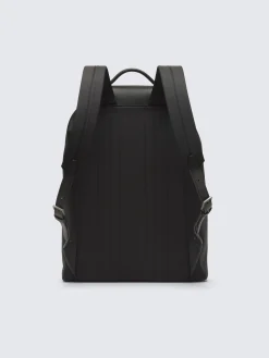 Black nylon and grained calf leather backpack