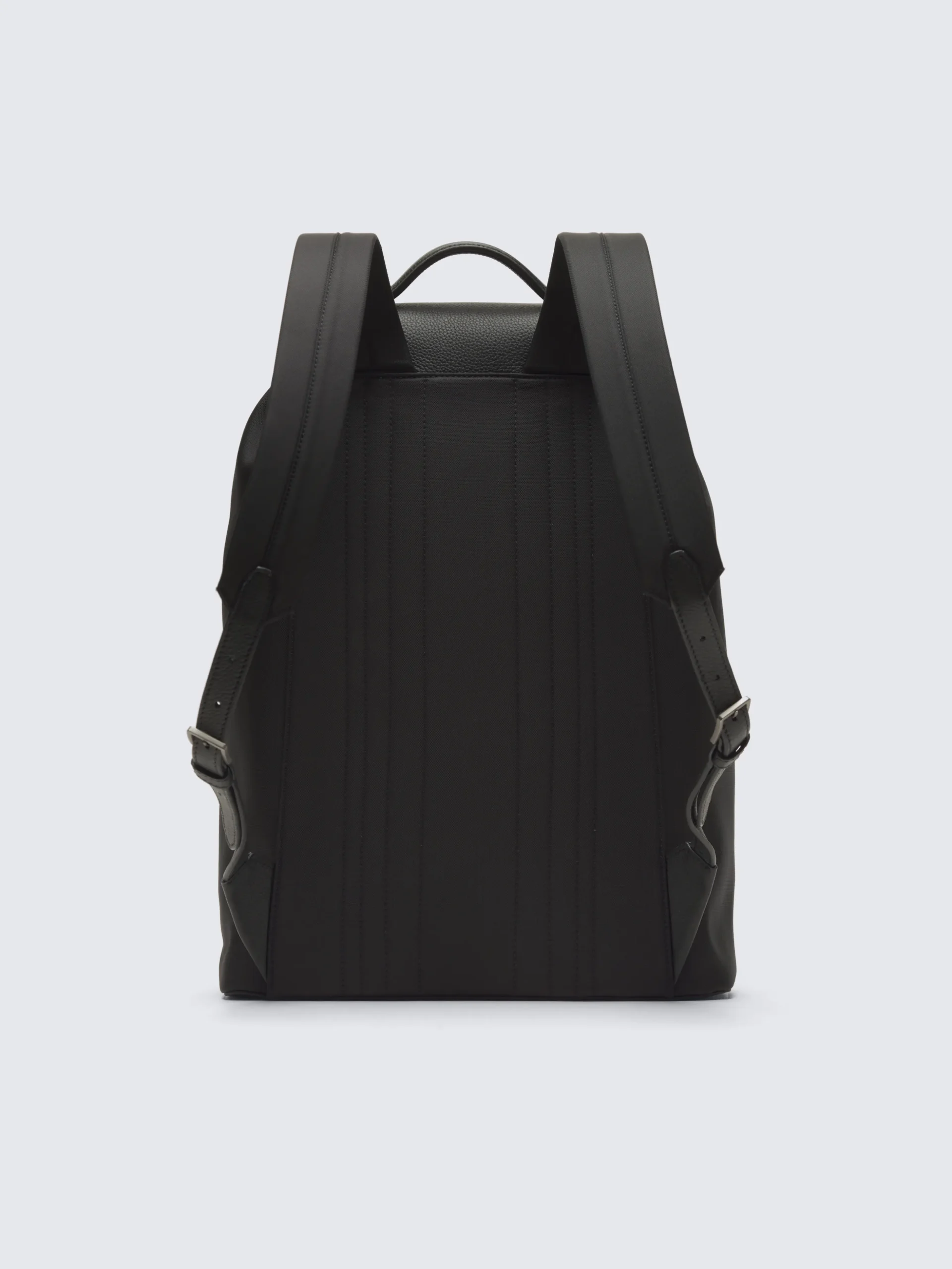 Black nylon and grained calf leather backpack