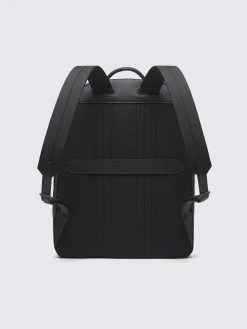 Black nylon and grained leather backpack