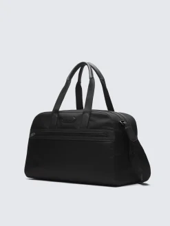 Black nylon and grained leather travel tote