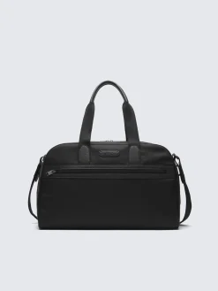 Black nylon and grained leather travel tote