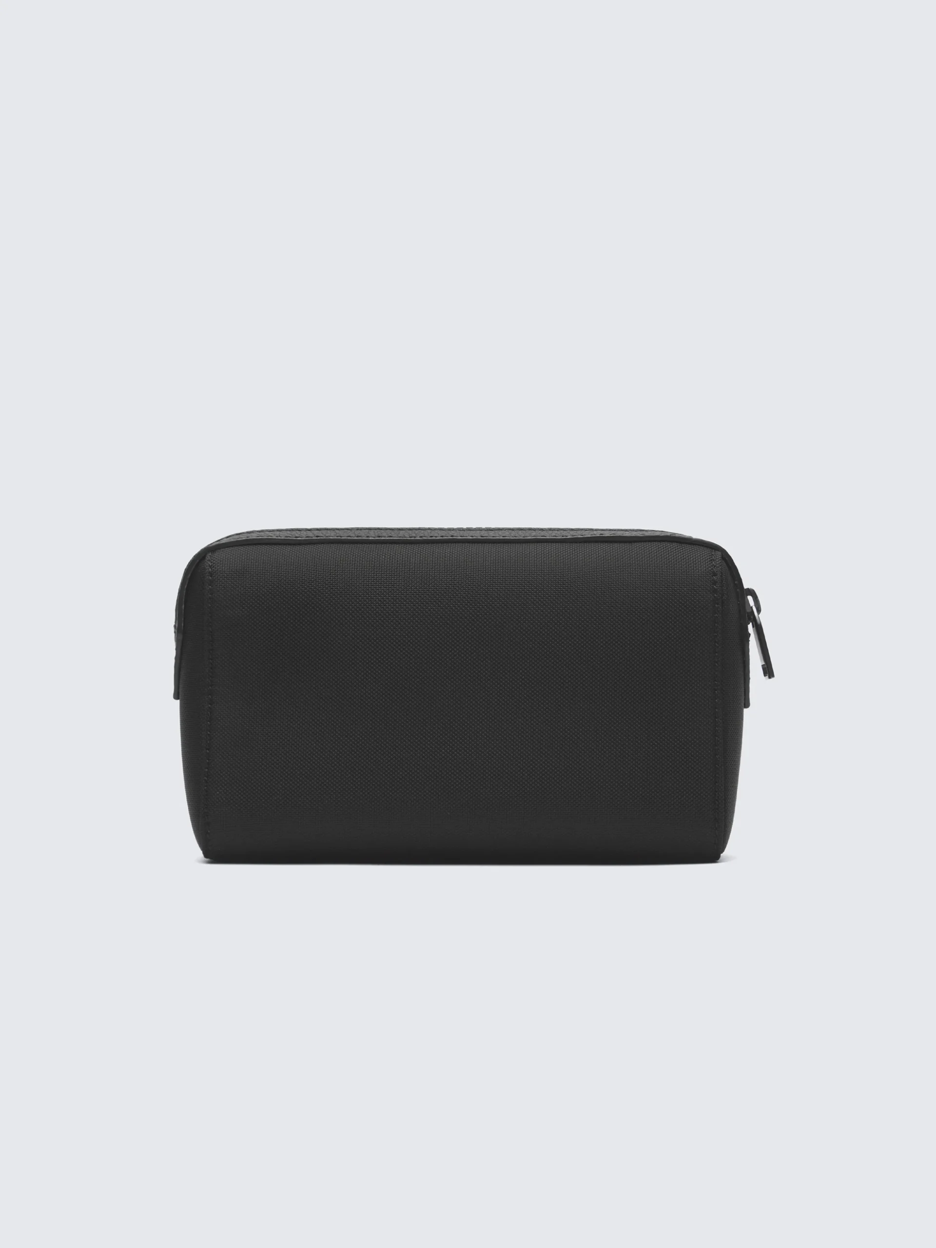 Black nylon and grained leather bi-material beauty case