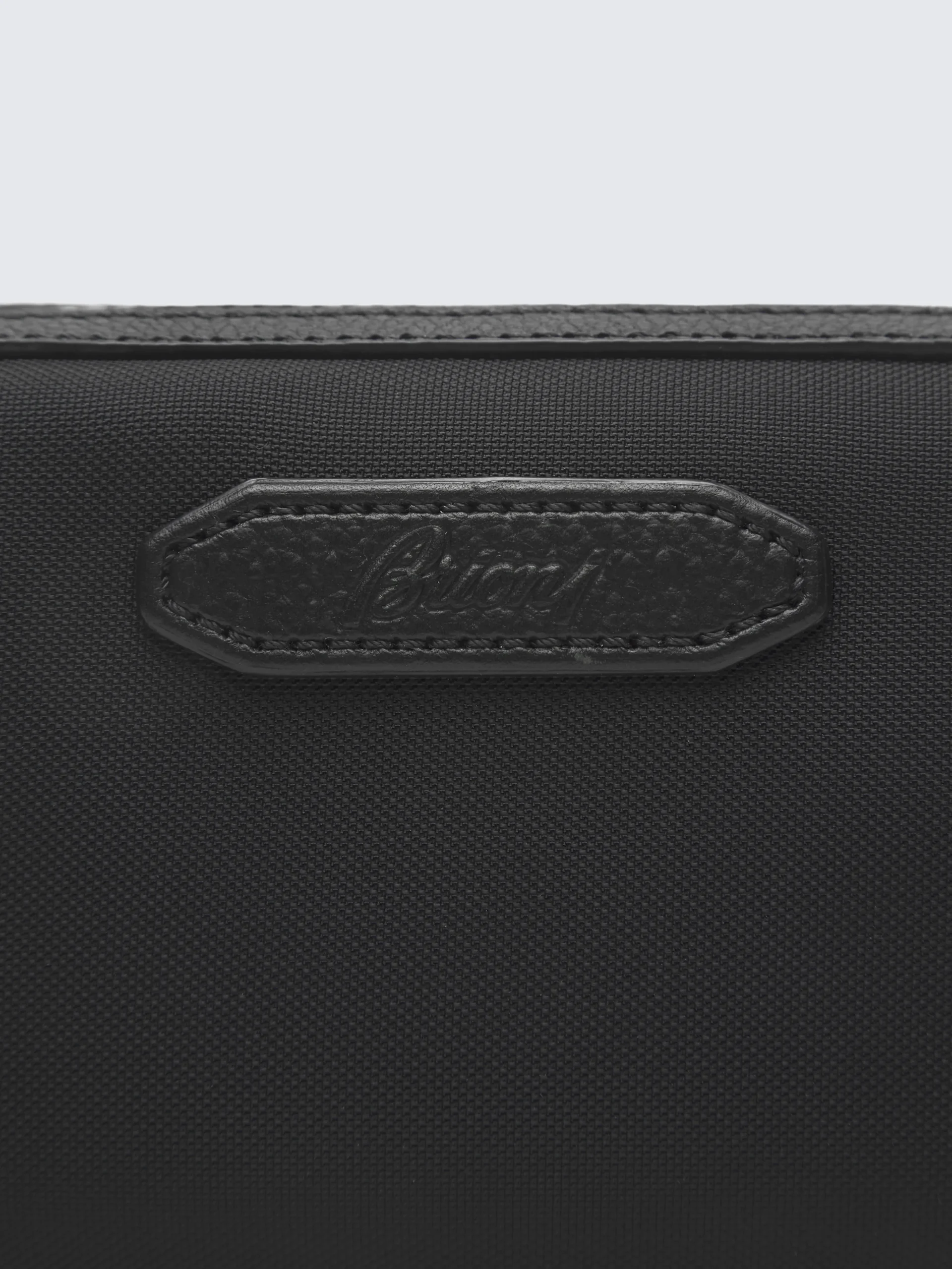 Black nylon and grained leather bi-material beauty case