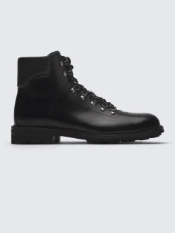 Black oiled calf leather St. Moritz hiking boots