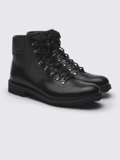 Black oiled calf leather St. Moritz hiking boots