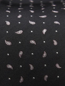 Black paisley motif silk tie