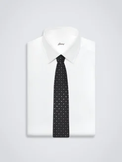 Black paisley motif silk tie