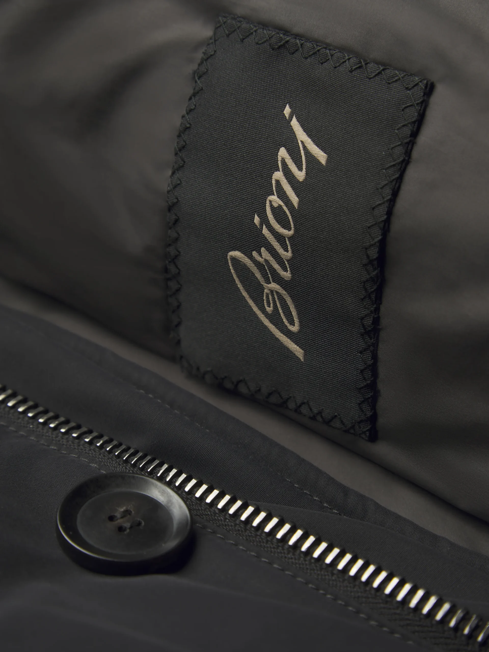 Black technical wool and nylon long puffer