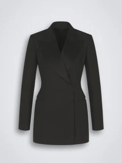 Black wool and silk Flaminia double-breasted jacket