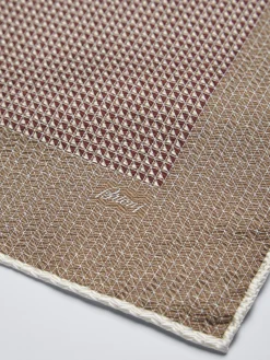 Bordeaux and light brown silk pocket square