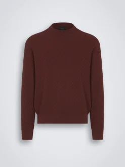 Bordeaux organic cotton, silk and cashmere Trama weave crewneck sweater