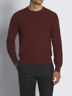 Bordeaux organic cotton, silk and cashmere Trama weave crewneck sweater