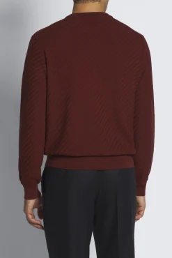 Bordeaux organic cotton, silk and cashmere Trama weave crewneck sweater