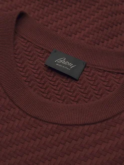 Bordeaux organic cotton, silk and cashmere Trama weave crewneck sweater