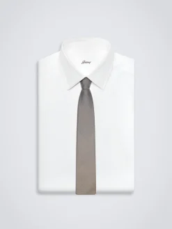 Brown and grey silk dégradé tie