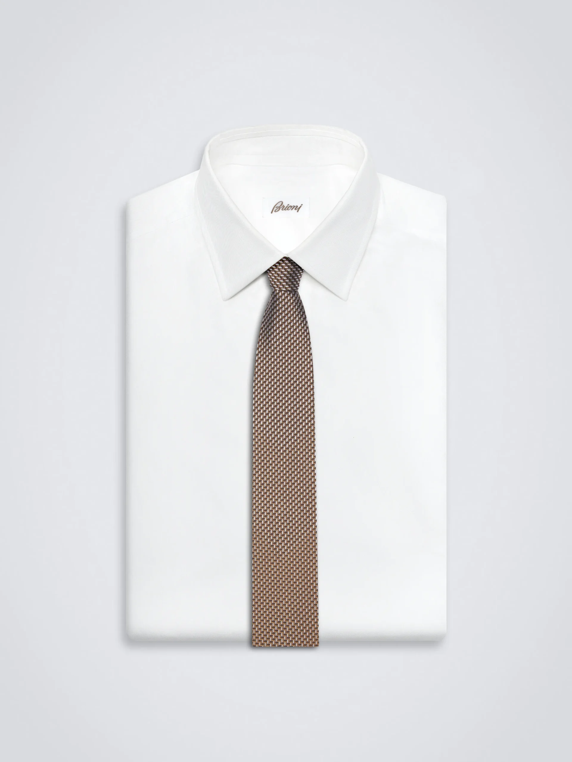 Brown and lead grey silk dégradé tie